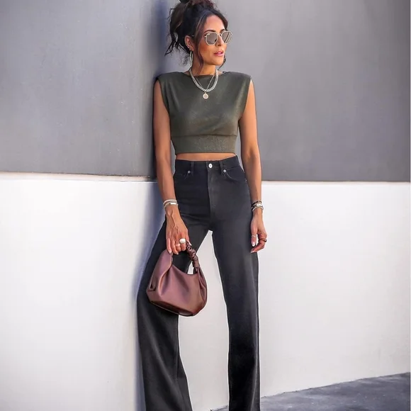 Stylish Olive Crop Top for Women - Picture 4 of 4